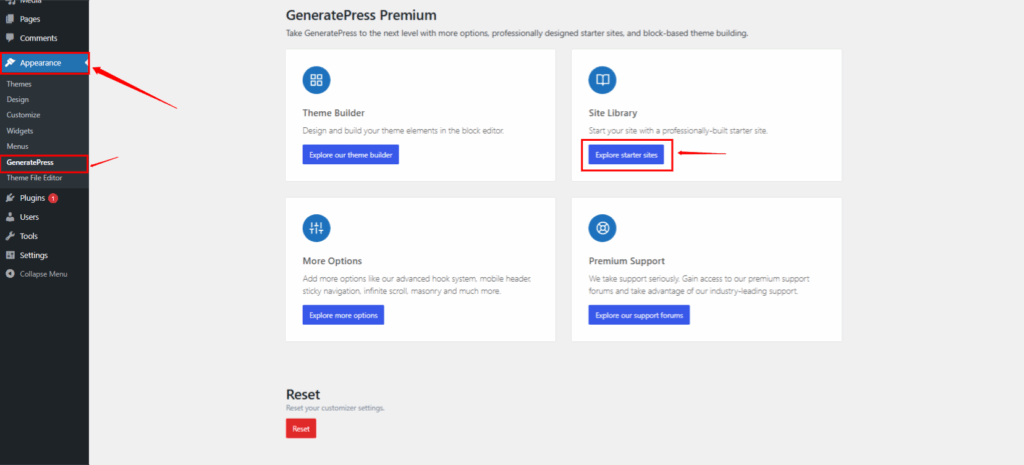 GeneratePress Theme Site Library