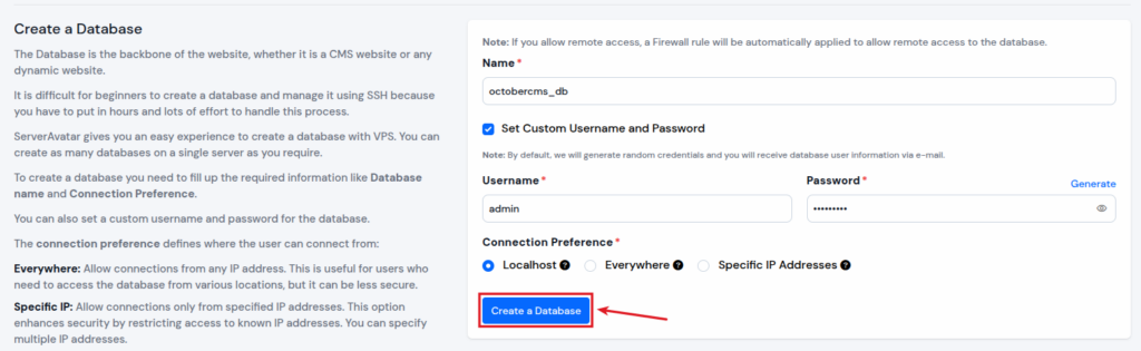 Create Database