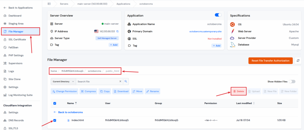 File Manager-ServerAvatar