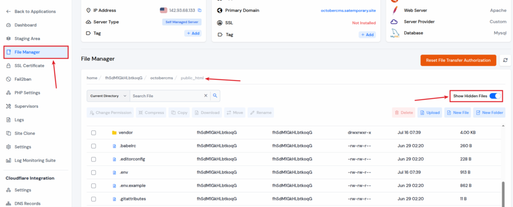 File Manager- ServerAvatar