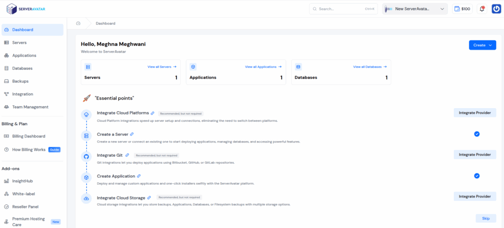 ServerAvatar Dashboard