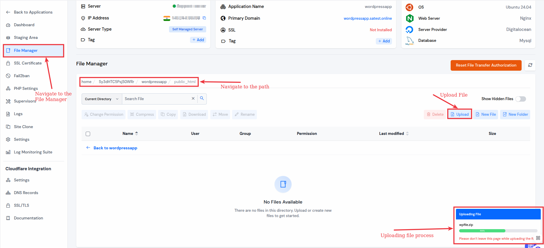 Upload WordPress