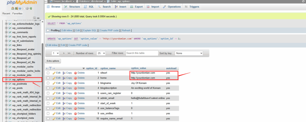  change URL in WordPress