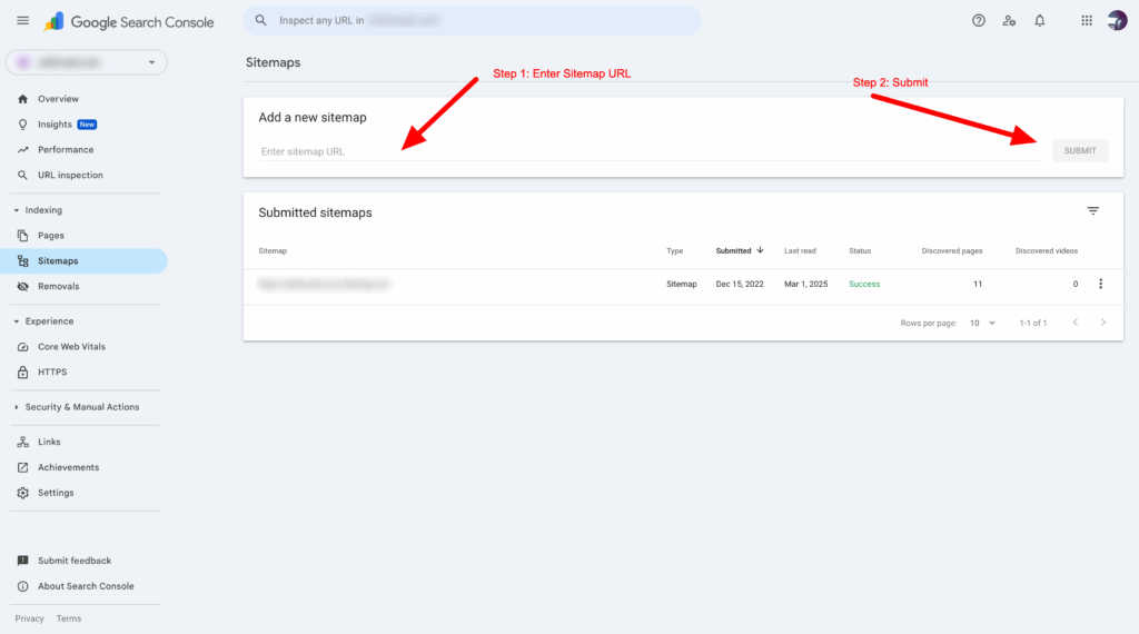 Submit Sitemap Google Search Console