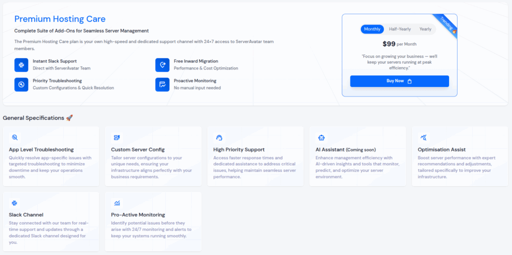 Premium Hosting Care for 1 Month-ServerAvatar v7.14.0 Update