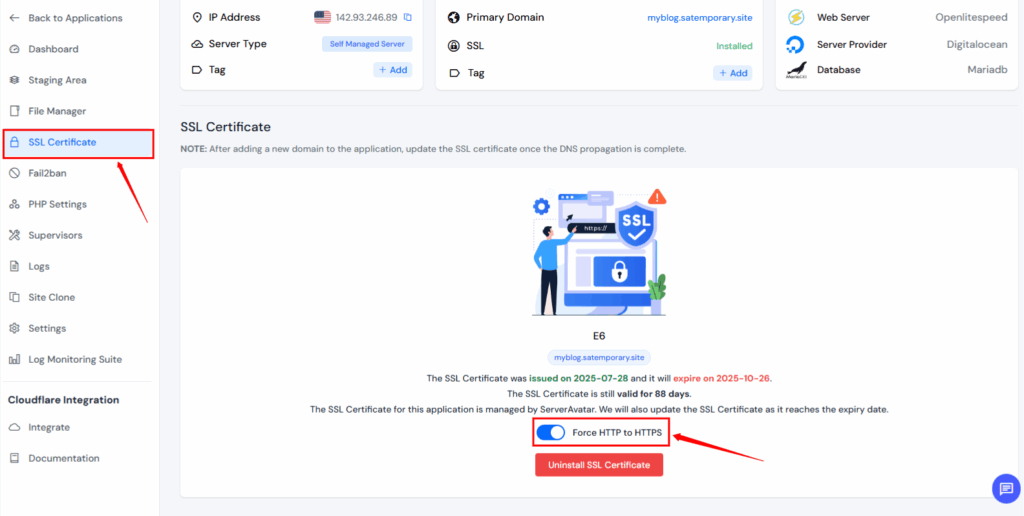 Install SSL Certificate-ServerAvatar