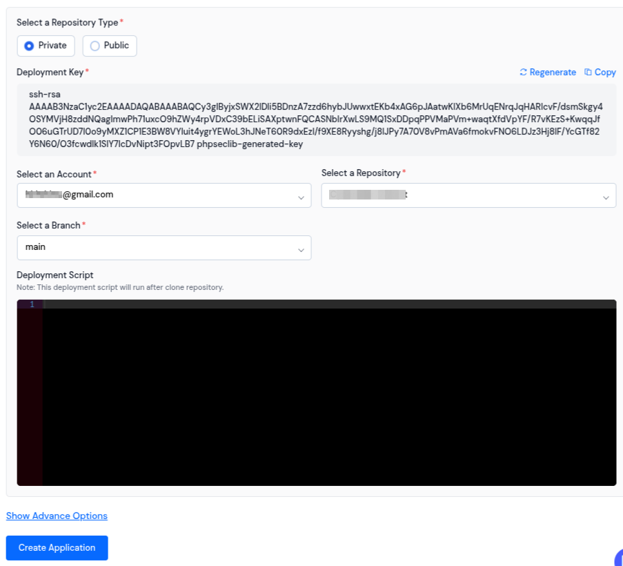 Select Repository Type- ServerAvatar