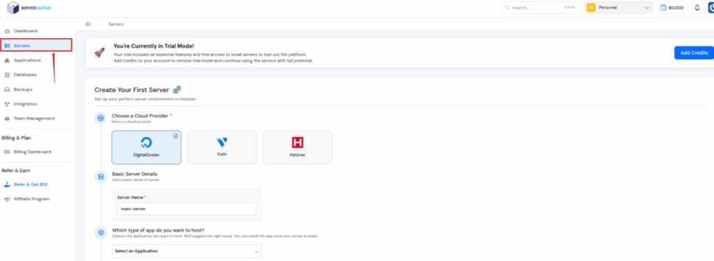 ServerAvatar Dashboard