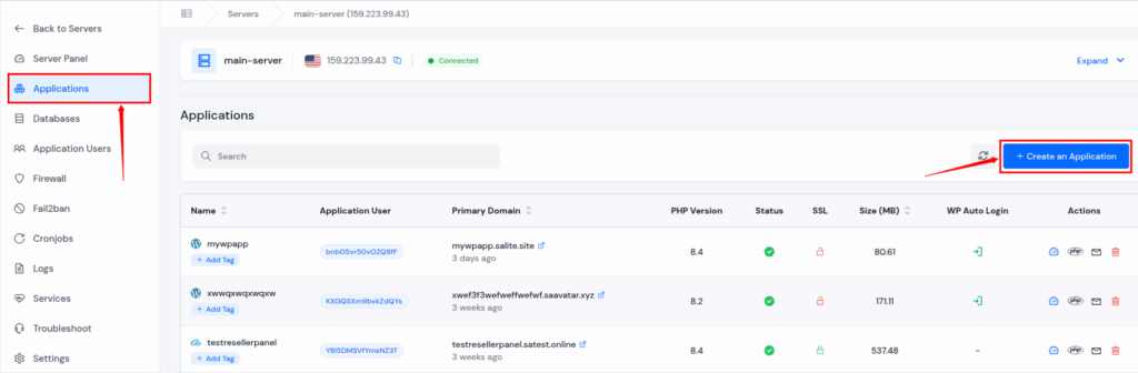 Create Application-ServerAvatar