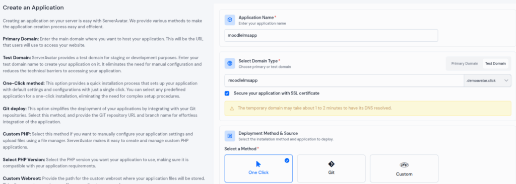 One Click Application Deployment-ServerAvatar