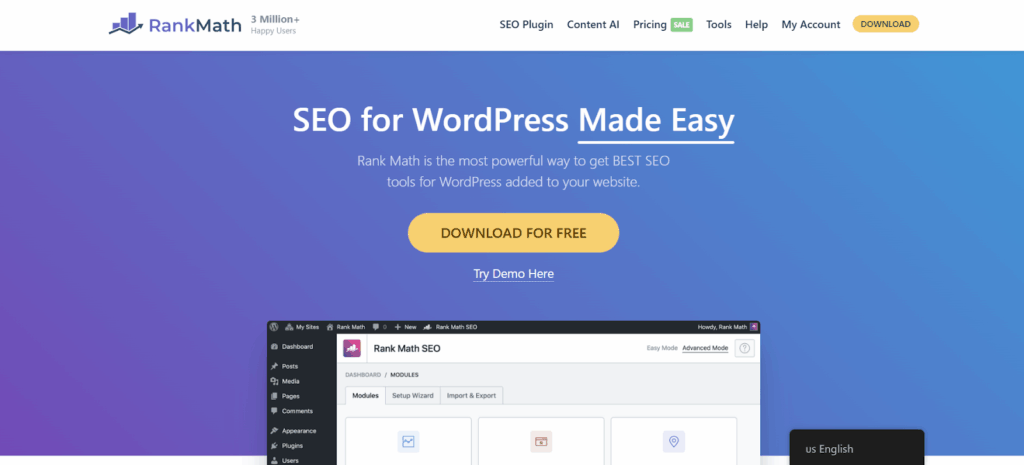 Rank Math SEO with AI - ServerAvatar