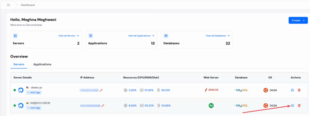 ServerAvatar Dashboard