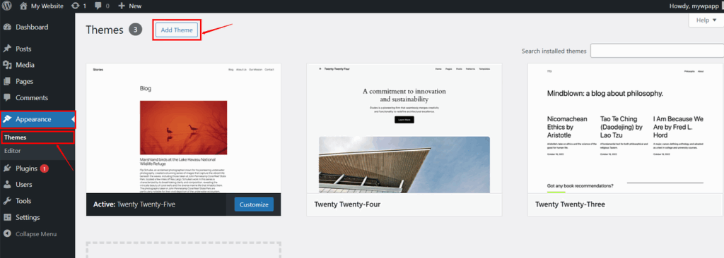 Add Theme Website - ServerAvatar