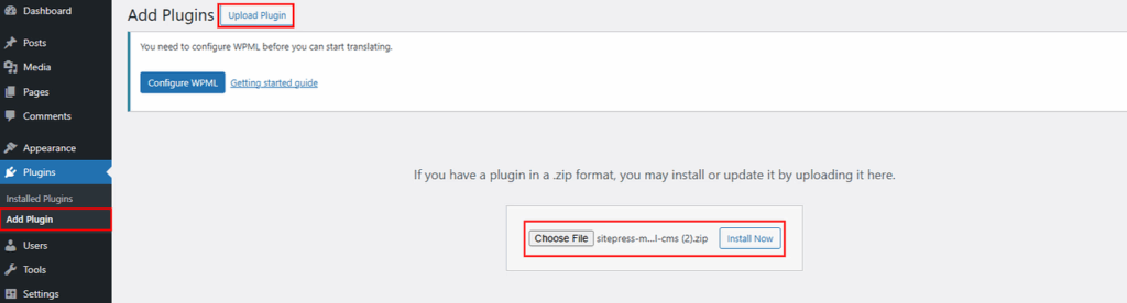Upload WordPress Zip File - ServerAvatar