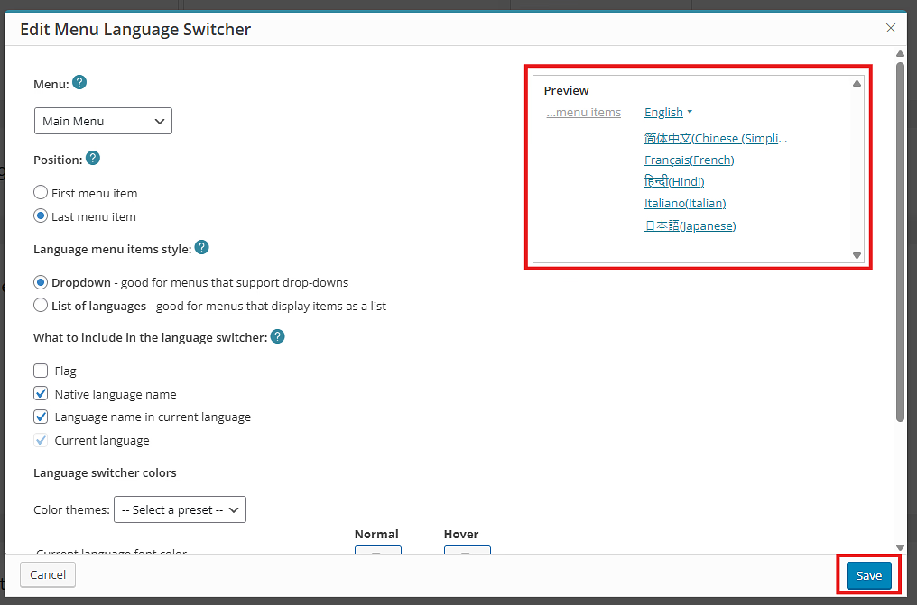 Translate Menus and widgets - ServerAvatar