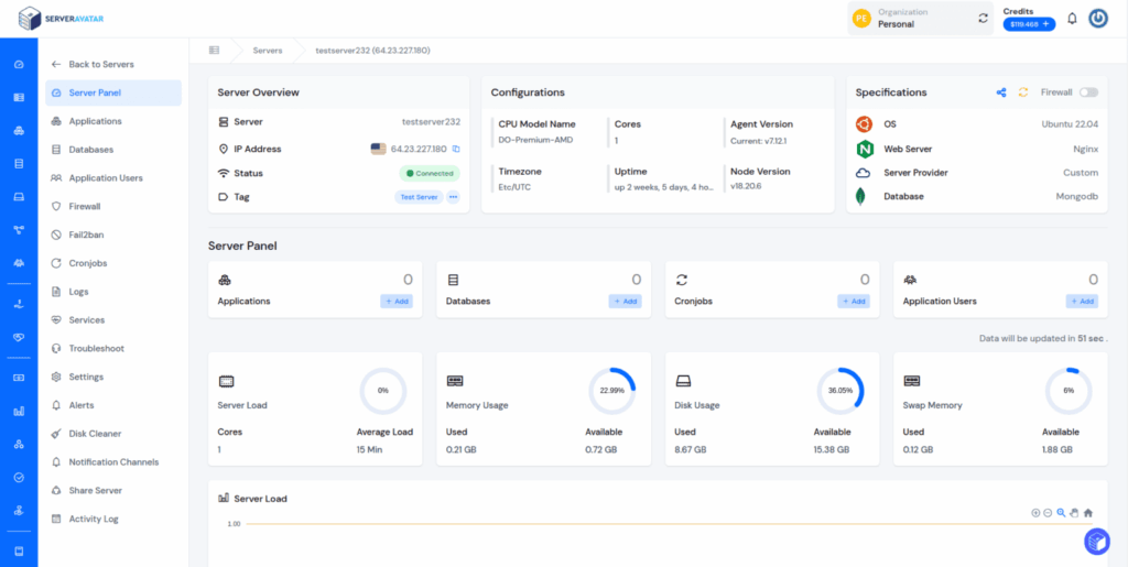 ServerAvatar Dashboard