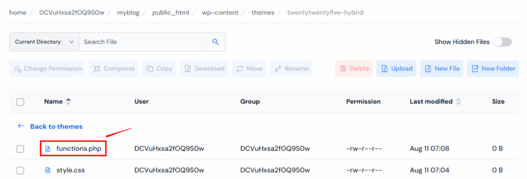 Edit function.php - ServerAvatar