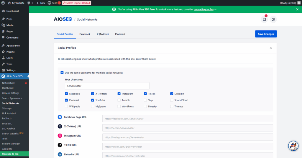 Social Profile - ServerAvatar