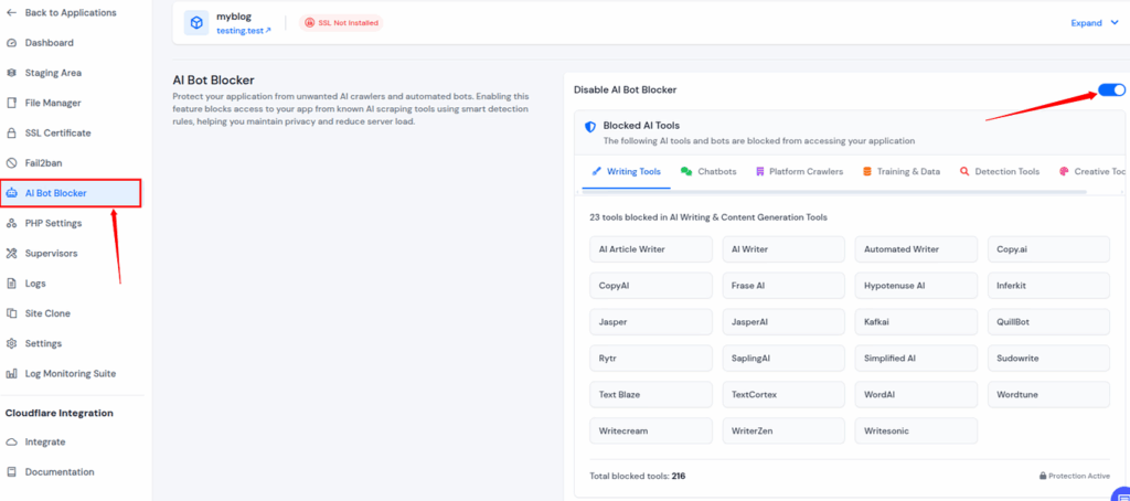 Ai bot blocker - ServerAvatar