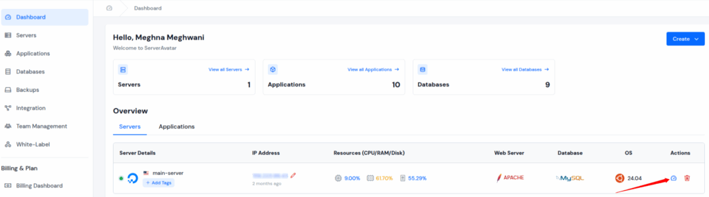 ServerAvatar Dashboard