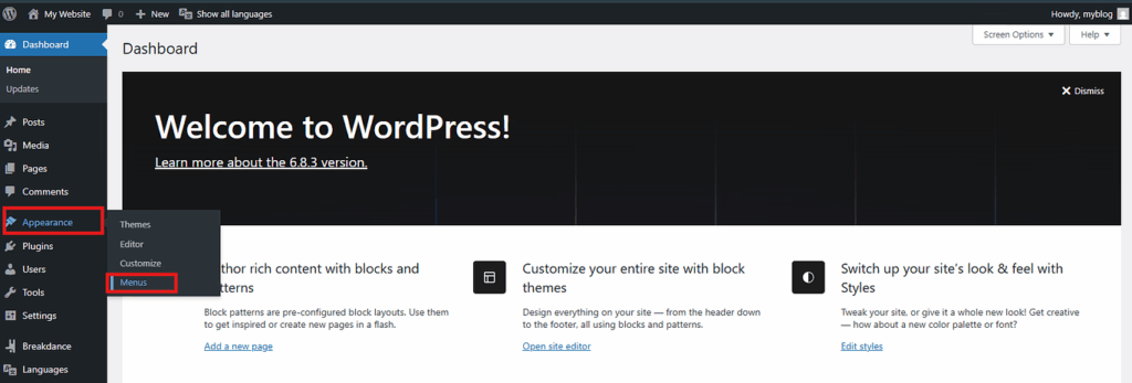 WordPress Menus - ServerAvatar