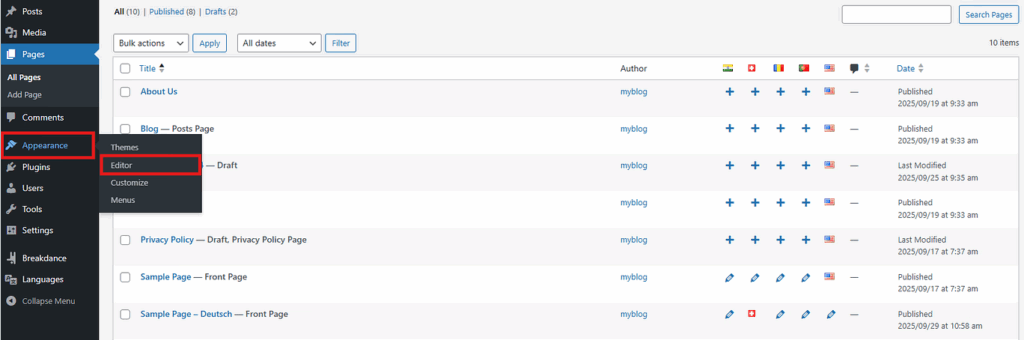 WordPress Editor -ServerAvatar
