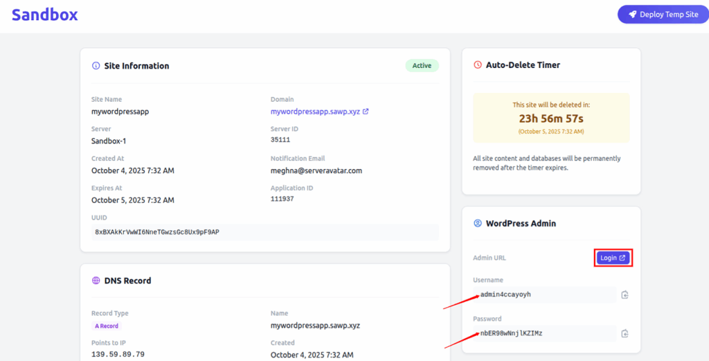 Wordpress Admin - ServerAvatar