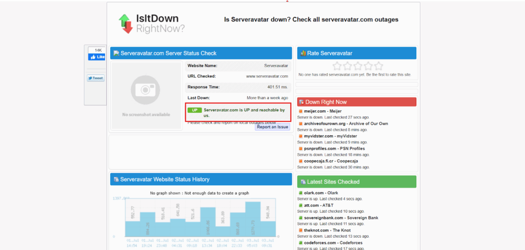 isitDown RightNow - ServerAvatar