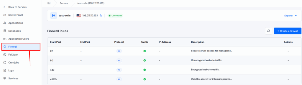 Firewall - ServerAvatar