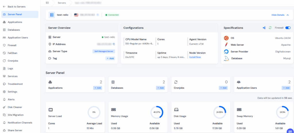 ServerAvatar Dashboard