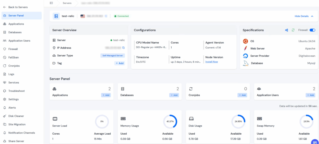 ServerAvatar Dashboard