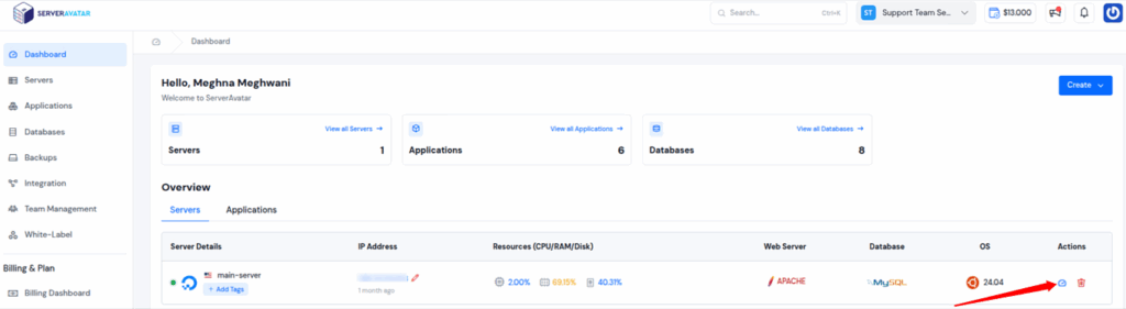 ServerAvatar Dashboard