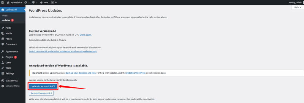 upgrade plugin - WordPress 6.9 