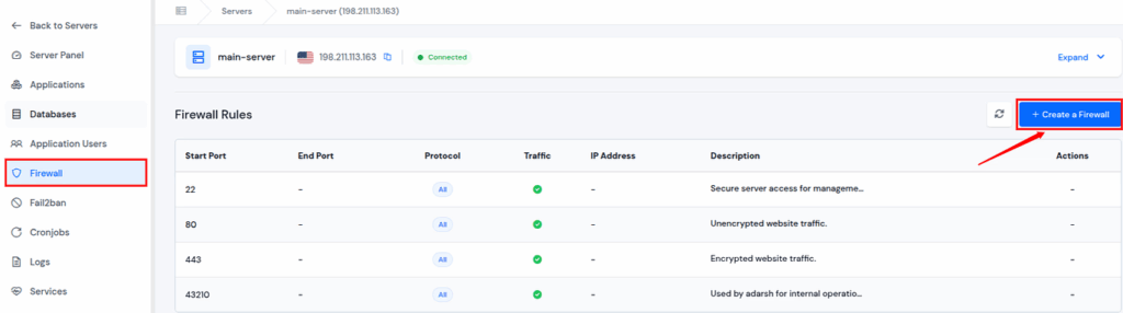 Firewall - ServerAvatar