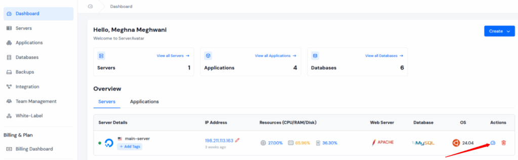 ServerAvatar Dashboard