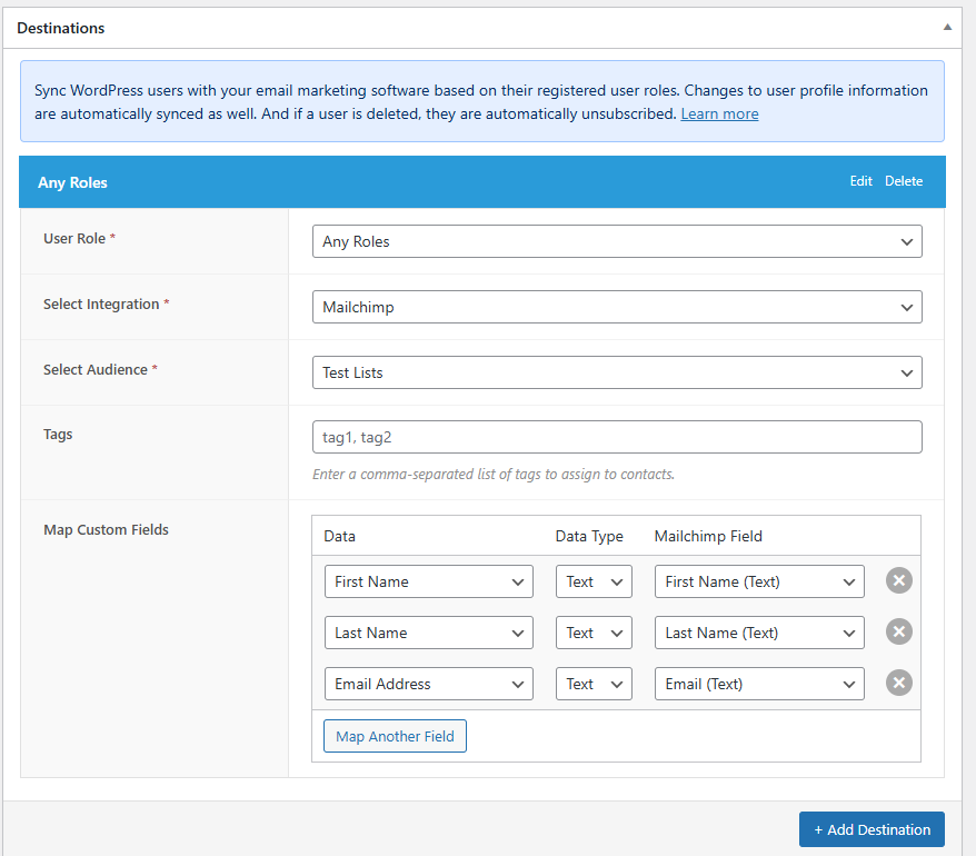 sync register user mailchimp - ServerAvatar