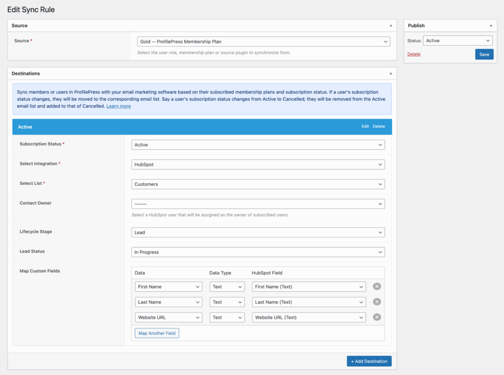 fusewp profilepress sync edit screen - ServerAvatar