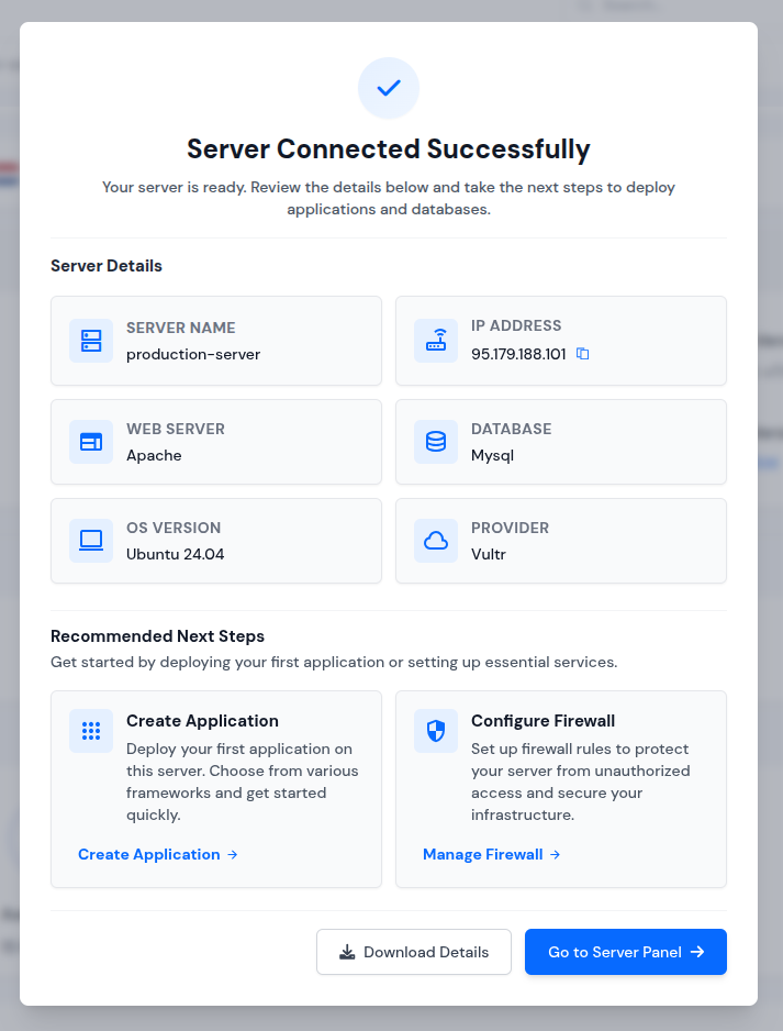 ServerAvatar v7.15.3 - server creation