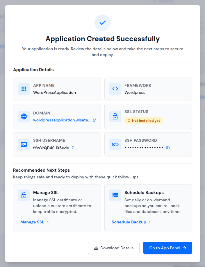 ServerAvatar v7.15.3 - application creation