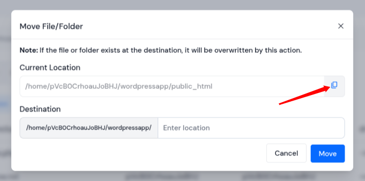 ServerAvatar v7.15.3 - move file