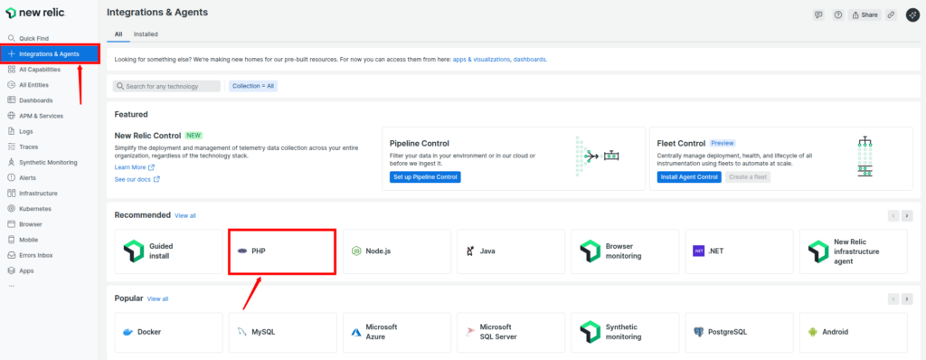 New Relic Monitoring - select distribution