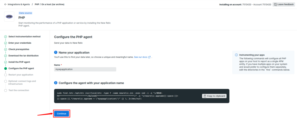 New Relic Monitoring - configure the php agent