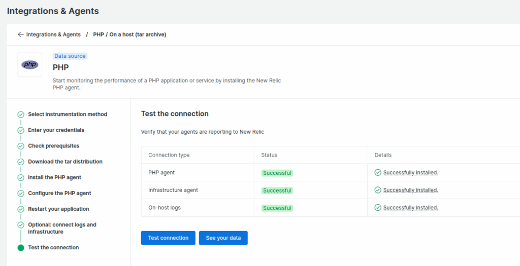 New Relic Monitoring - configuration test 