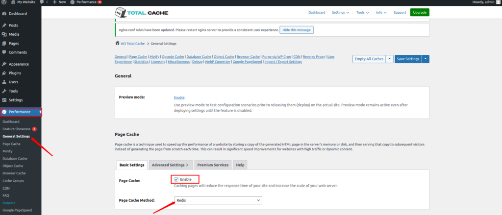 performance settings - Redis Full-Page Caching