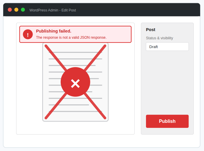 WordPress Errors - Updating Failed or Publishing Failed Error