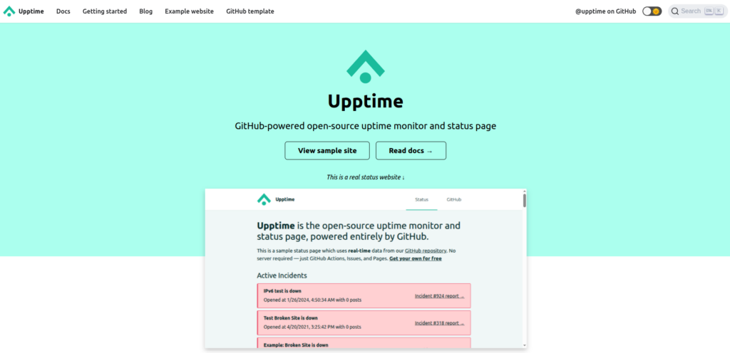 Upptime - Uptime monitoring