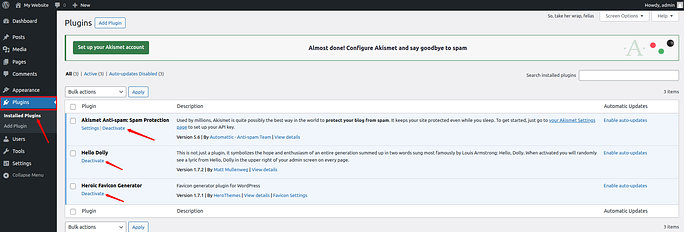 deactivate plugins - WordPress permalinks