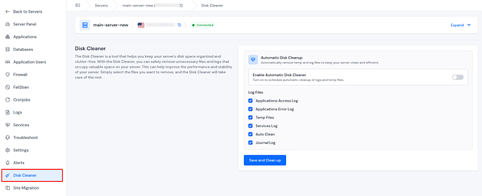 disk clener - Laravel hosting