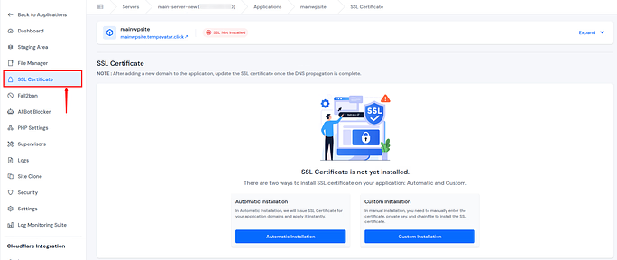 SSL Certificate - Laravel hosting