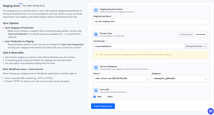 staging area - Laravel hosting